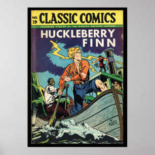 Póster Portada de huckleberry Finn Mark Twain