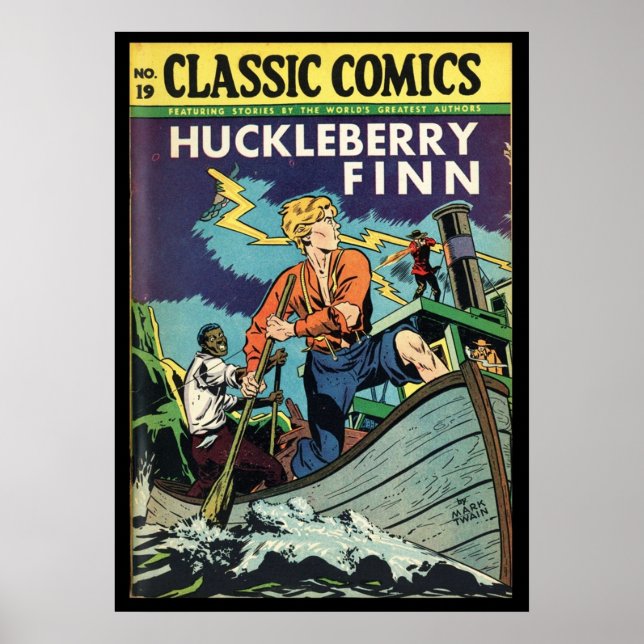 Póster Portada de huckleberry Finn Mark Twain (Frente)