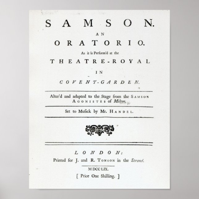Póster Portada de la música de hojas para Samson (Frente)