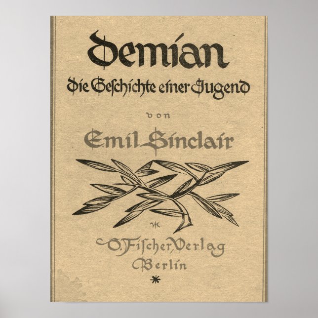 Póster Portada de la primera edición de Demian (1919) (Frente)