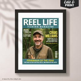 Póster Portada de la revista de pesca personalizado, retr