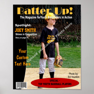 Póster Portada de la revista personalizado, Béisbol juven