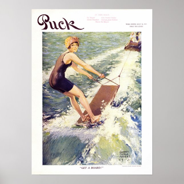 Póster Portada de la revista Puck de la época 1915, playa (Frente)