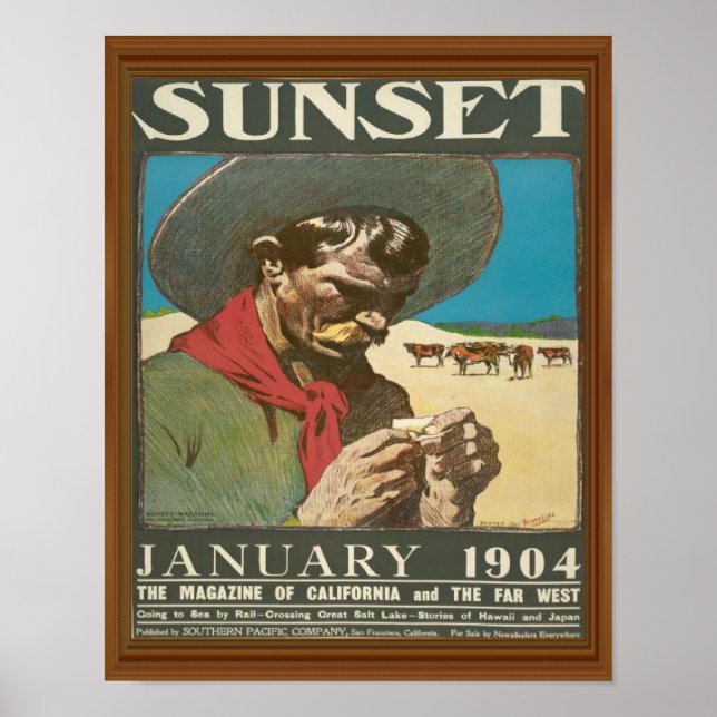 Póster Portada de la revista Sunset California Cowboy Vin (Frente)