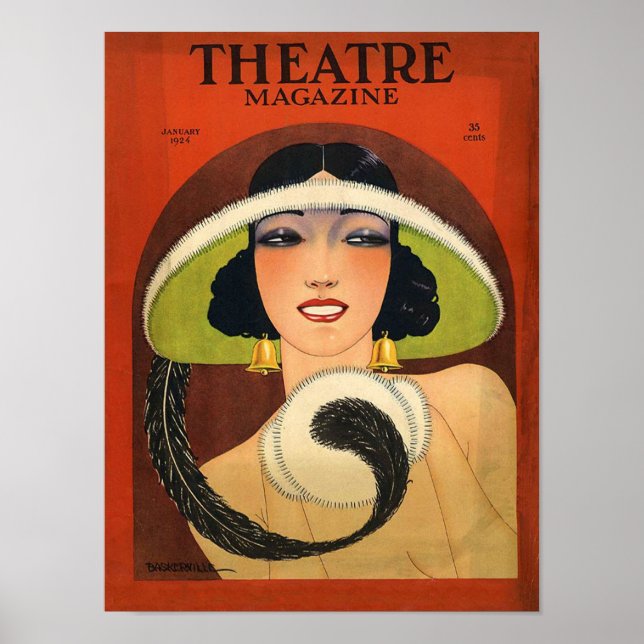 Póster Portada de la revista Theater 1924 Deco de época (Frente)