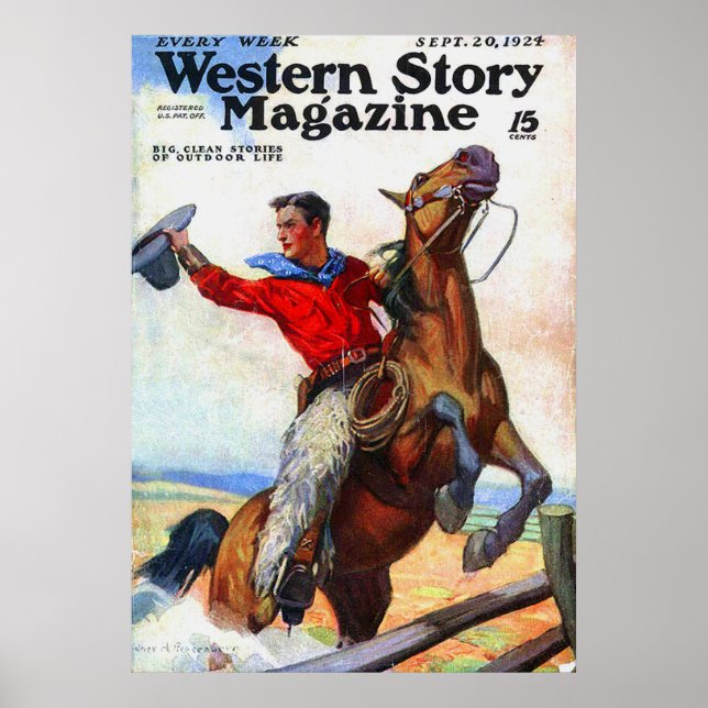 Póster Portada de la revista Western Story de 1924 (Frente)