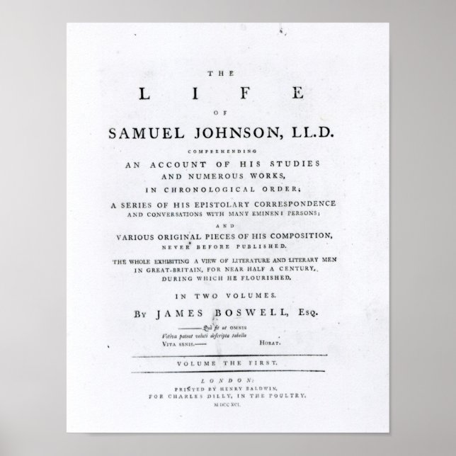 Póster Portada, de 'La vida de Samuel Johnson' (Frente)