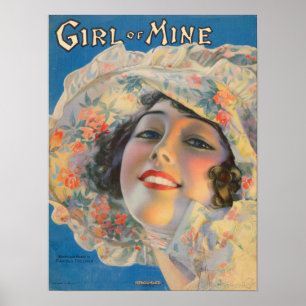 Póster Portada de partitura de 1917 Girl of Mine