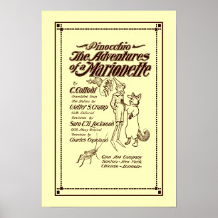 Póster Portada de Pinocho Vintage 1904