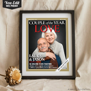 Póster Portada de revista de aniversario personalizada, r
