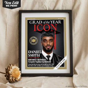 Póster Portada de revista de graduación personalizada, Fi
