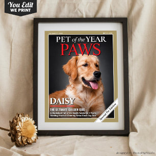 Póster Portada de revista de mascota personalizada, retra