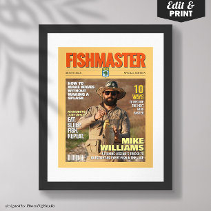 Póster Portada de revista de pesca personalizada, regalo