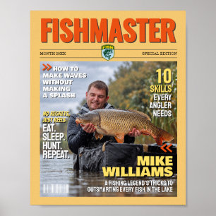 Póster Portada de revista de pesca personalizada, regalo