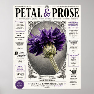 Póster Portada de revista floral vintage Petal and Prose 