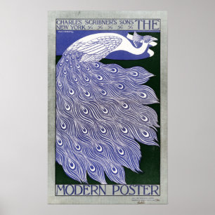 Póster Portada de revista moderna del pavo real del