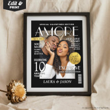 Portada de revista personalizada para San Valentín
