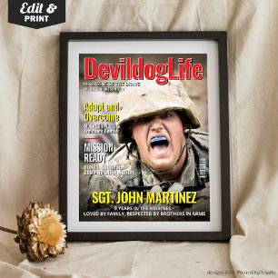 Póster Portada de revista personalizada para soldado de m