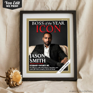 Póster Portada de revista personalizada, regalo para jefe