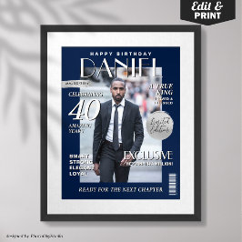 Póster Portada de revista personalizada, retrato de cumpl