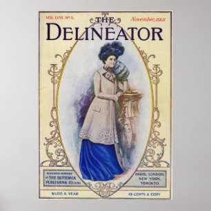 Póster Portada de revista y mujer de Edwardian del