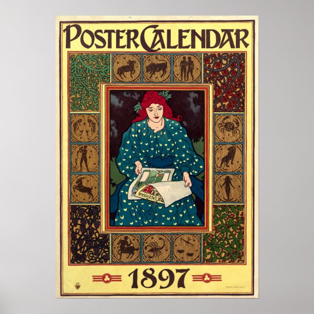 Póster Portada del calendario Art Nouveau 1897 de Louis R (Frente)