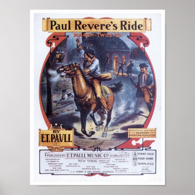 Póster Portada del libro de canciones de Paul Revere (Frente)