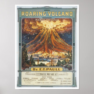 Póster Portada del libro de sondeos del volcán Vintage