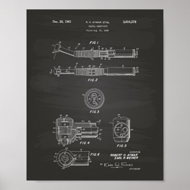 Póster Portada dental 1961 Patent Art Chalkboard (Frente)