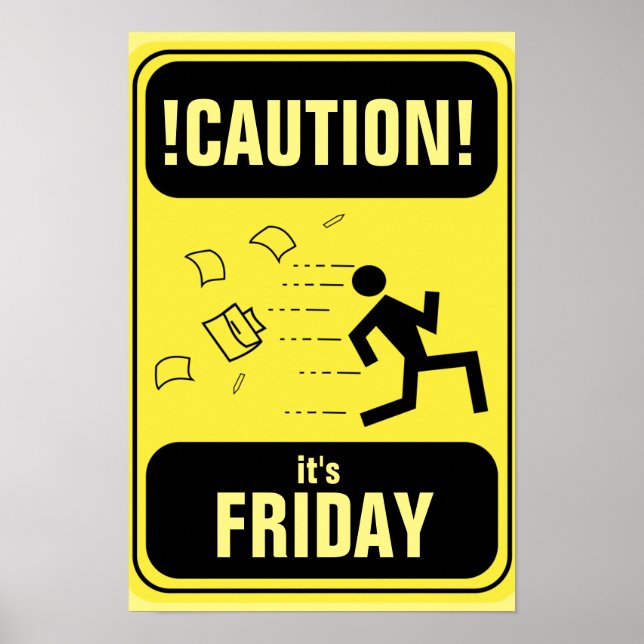 Póster Portada divertida de signo de precaución (Frente)