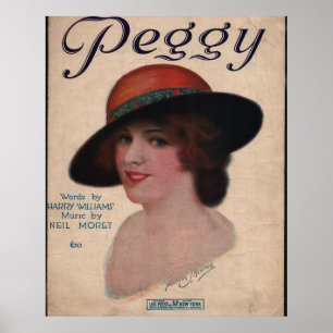 Póster Portada musical de 1909 "PEGGY"