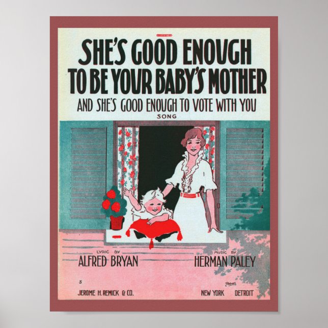 Póster Portada musical de hojas de sufragette de época 19 (Frente)