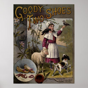 Póster portada vintage 1888 Libro Goody-Two Shoes