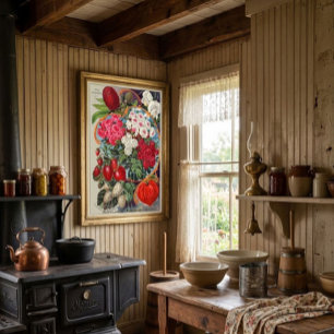 Póster Portada vintage de la era victoriana de fresas y f
