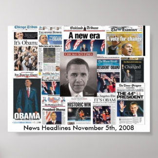 Póster Portadas de periódicos el 5 de noviembre de 2008