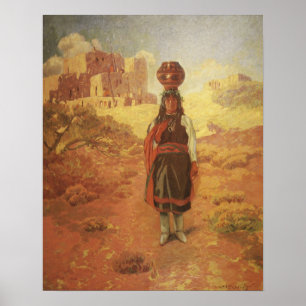 Póster Portador de agua indio vintage por EW Rollins