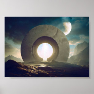 Póster Portal circular en el espacio