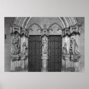 Póster Portal con un trumeau que representa a la Virgen