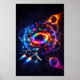 Póster Portal Espacial Futurista con Nave Espacial de Cie