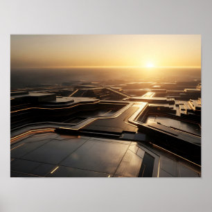 Póster Portal Futurista Puerta de Oro de Ciencia Ficción