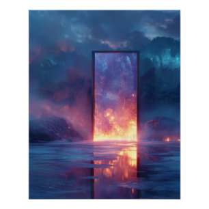 Póster Portal Ígneo Reflejado En Quietud Cósmica