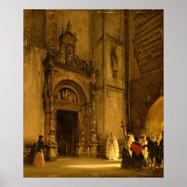 Póster Portal lateral de la Catedral de Como, 1850 (Frente)