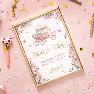 Póster Porte de Princesa Rubor Libros Florales Rosa para 