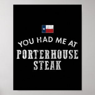 Póster Porterhouse Steak Rare Cena Mediana Texas Beef Gr