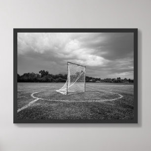 Póster Portería de Lacrosse Campo Negro y Blanco