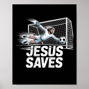 Póster Portero de fútbol arquero Jesús salva cristiano