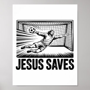 Póster Portero de fútbol arquero Jesús salva cristiano