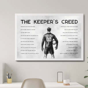 Póster Portero de Fútbol Credo Monograma Blanco