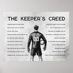 Póster Portero de Fútbol Credo Monograma Gris