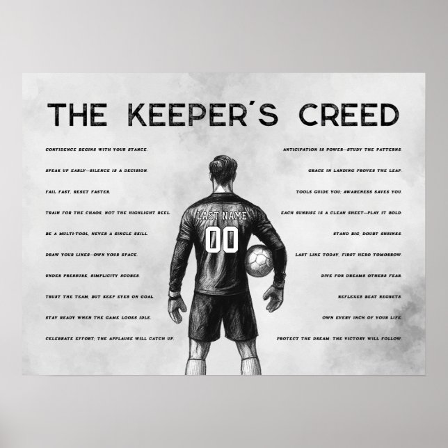 Póster Portero de Fútbol Credo Monograma Gris (Frente)